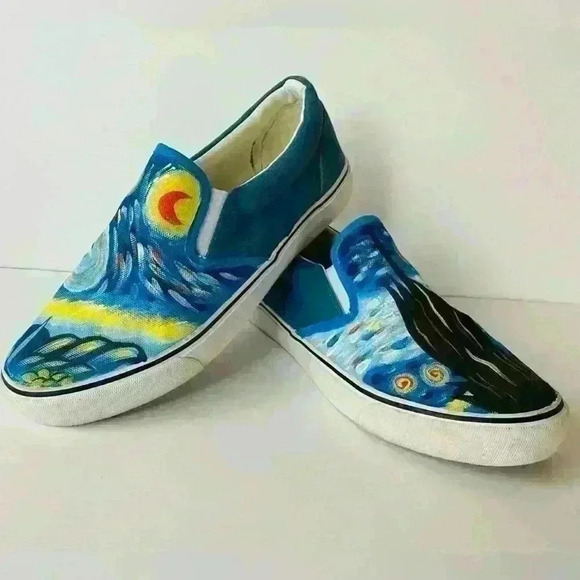 E Lov van Gogh starry night inspired sneakers size 9.5 - Picture 3 of 5